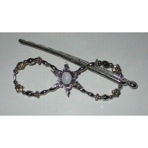 Faux Opal Barrette Lilla Rose Silver Tone Flexi Clip NIP L Hair Styling 4.5 Inch